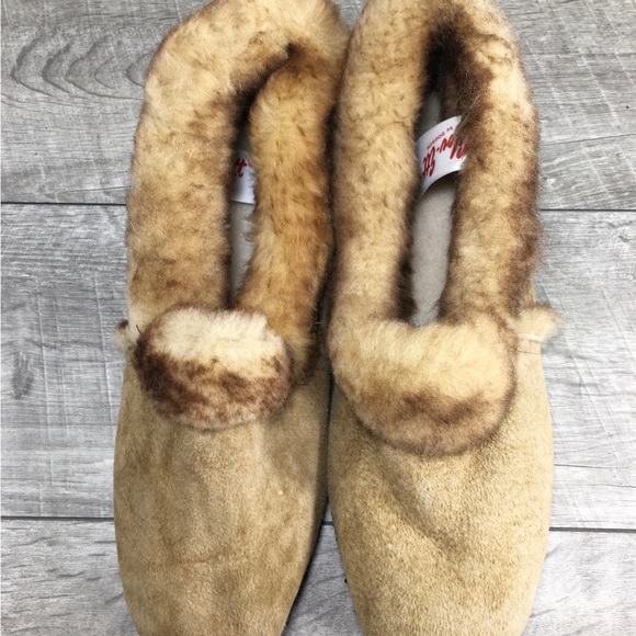 Vintage Dodson Womens Brown Leather Shearling Lined Winter Shoes Slippers Size 7 - Picture 6 of 10